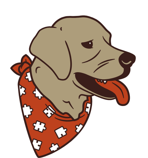 Dog named Walter wearing red bandana
